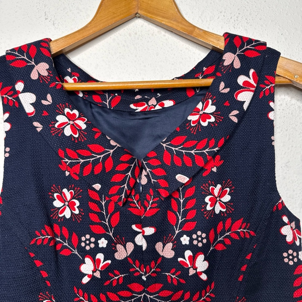 Boden Martha dress Sleeveless Red Blue Print Size 8 Pockets Lined - Picture 7 of 14